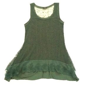 Cupid sleeveless long green embellished top